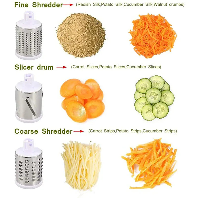 Hot selling 3-in-1 manual vegetable cutting machine with 3 sharp rollers