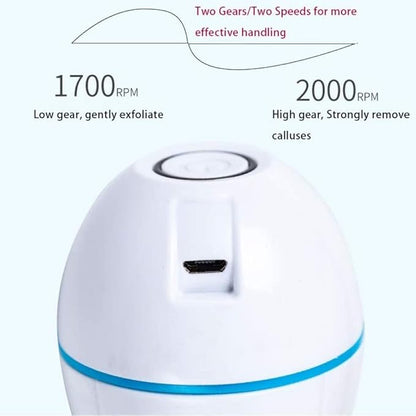 Electric callus remover by Urbian Burj featuring a handheld device with a textured roller for exfoliating rough skin on feet.