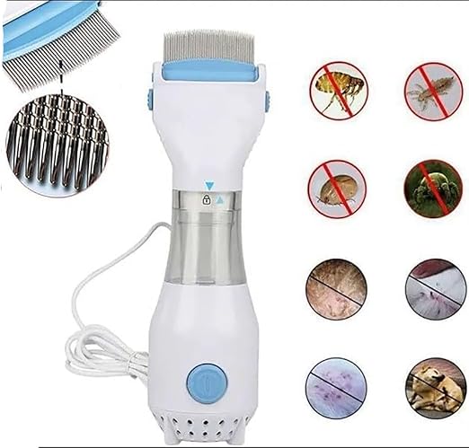 Urbian Burj electric head lice vacuum comb with ergonomic handle and fine teeth for safe lice removal from hair.