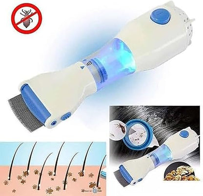 Urbian Burj electric head lice vacuum comb with a handheld device and cleaning brush for lice removal.