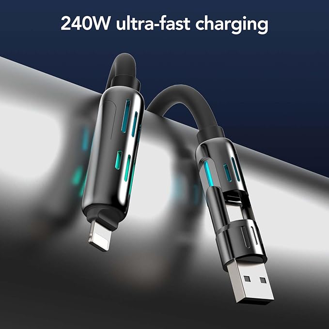 Urbian Burj MFish 4-in-1 Multi USB fast charging cable with multiple connectors for versatile device charging.