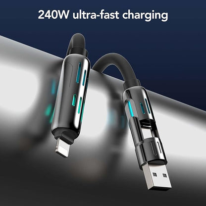 Urbian Burj MFish 4-in-1 Multi USB fast charging cable with multiple connectors for versatile device charging.