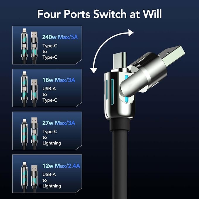 Urbian Burj MFish 4-in-1 Multi USB fast charging cable with multiple connectors for versatile device charging.