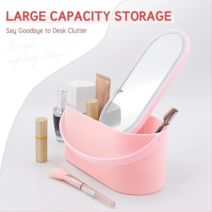 New Urbian Makeup Organizer Box with LED Light Mirror Portable Travel Case