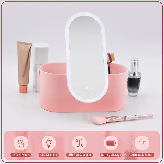 New Urbian Makeup Organizer Box with LED Light Mirror Portable Travel Case