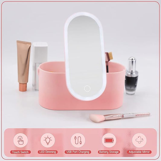 New Urbian Makeup Organizer Box with LED Light Mirror Portable Travel Case