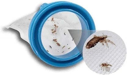 Urbian Burj electric head lice vacuum comb with a handheld device and collection chamber for lice removal from hair.