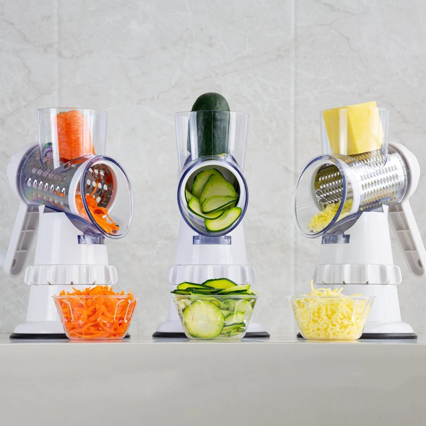 Hot selling 3-in-1 manual vegetable cutting machine with 3 sharp rollers