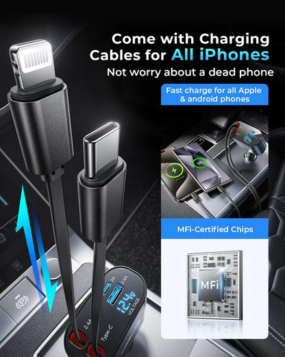 Urbian Burj 4-in-1 retractable charger with multiple charging cables and compact design for convenient mobile device charging.