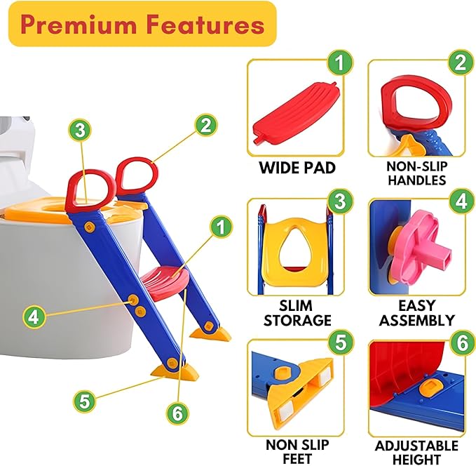 Urbian Burj Training Seat Ladder for Kids, a child-friendly toilet seat with a built-in ladder for easy potty training.
