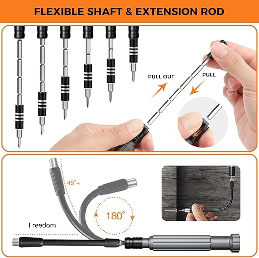 Urbian Burj 150-piece precision screwdriver set with various screwdrivers and bits for professional repair tasks.