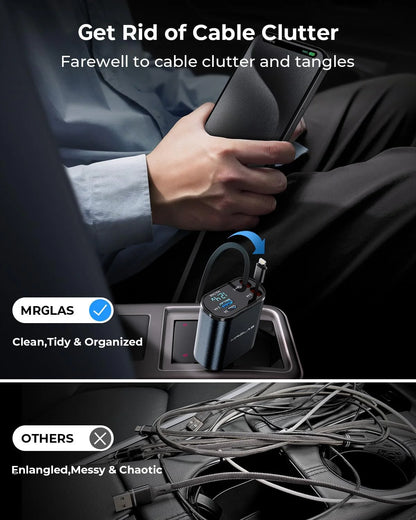 Urbian Burj 4-in-1 retractable charger with multiple USB ports and compact design for versatile device charging.