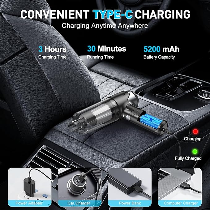 Urbian Burj portable handheld wireless vacuum cleaner with a compact design and ergonomic handle for car cleaning.
