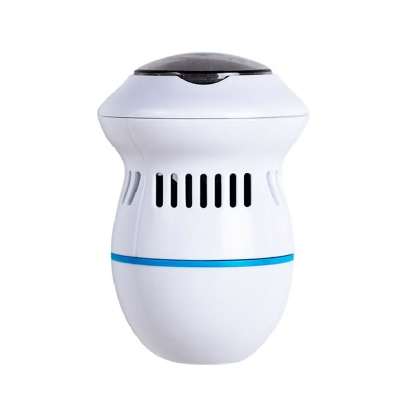 Electric Callus Remover by Urbian Burj, close-up of the handheld device with rotating roller for foot skin exfoliation.