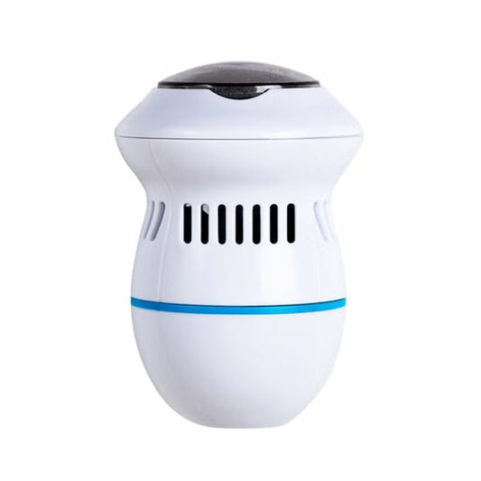 Electric Callus Remover by Urbian Burj, close-up of the handheld device with rotating roller for foot skin exfoliation.