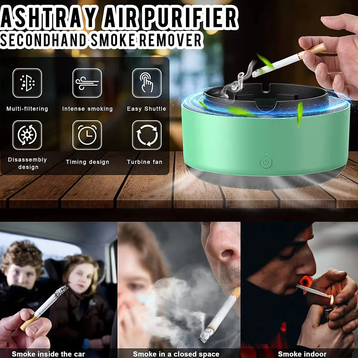 Smart Ashtray Air Purifier Smoke Removal For Household Use