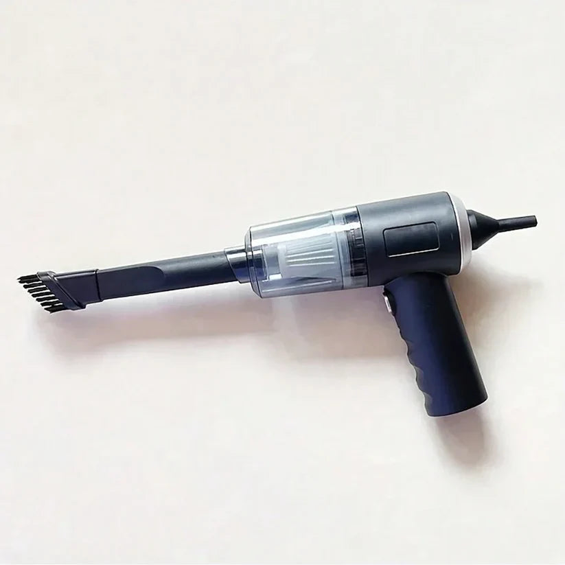 Portable handheld wireless vacuum cleaner by Urbian Burj, compact design ideal for car cleaning, shown in black with ergonomic handle.