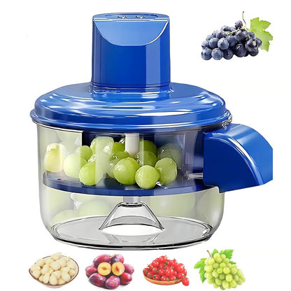 Urbian Burj automatic garlic, fruit, and vegetable peeler in a kitchen setting, showcasing its compact design and peeling mechanism.