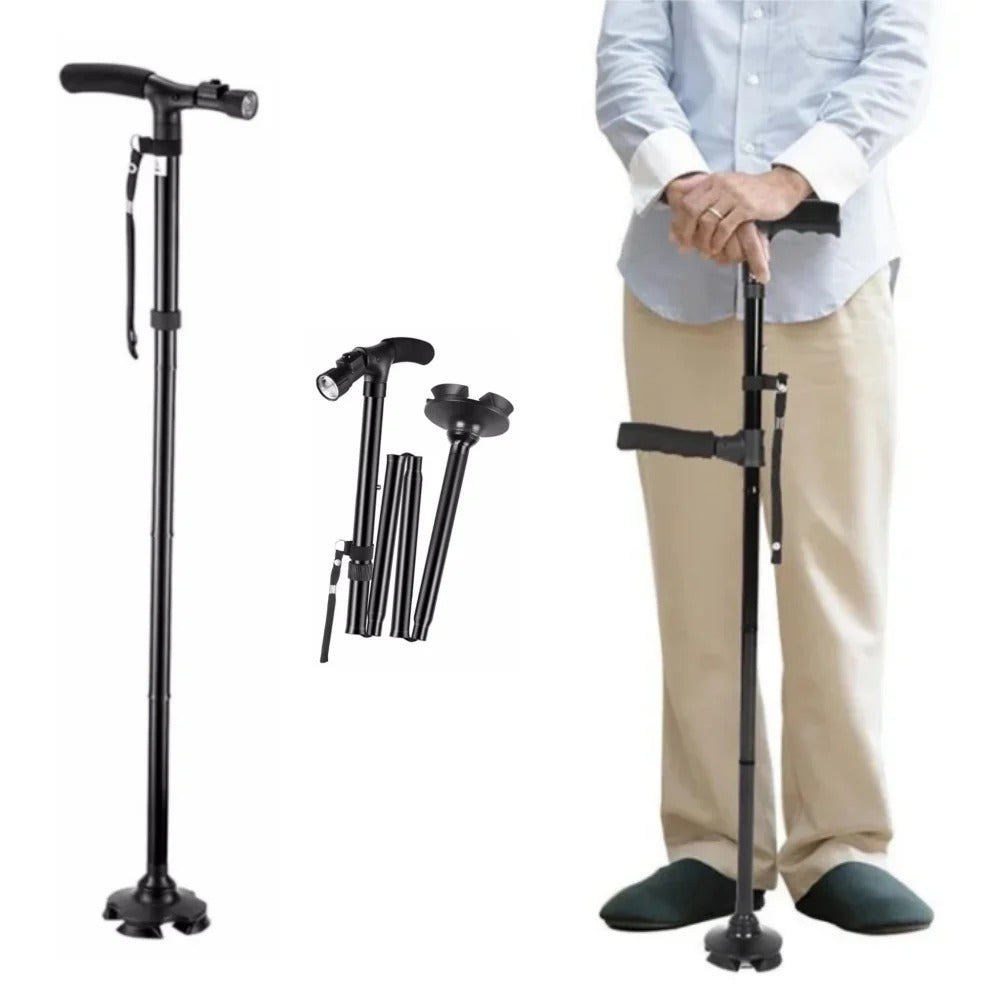Anti-Slip Foldable Walking Stick With LED Light Adjustable