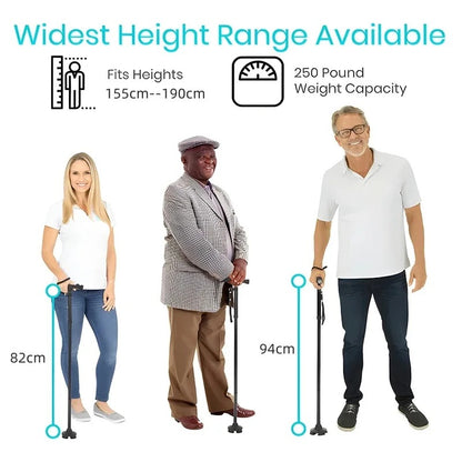 Anti-Slip Foldable Walking Stick With LED Light Adjustable