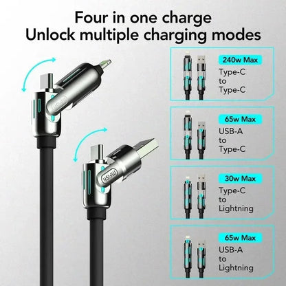 Urbian Burj MFish 4-in-1 multi-USB fast charging cable with multiple connectors for versatile device charging.