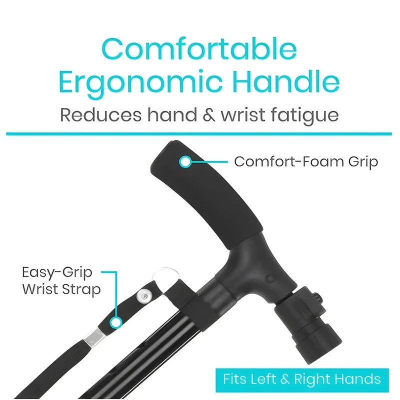 Anti-Slip Foldable Walking Stick With LED Light Adjustable