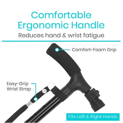 Anti-Slip Foldable Walking Stick With LED Light Adjustable