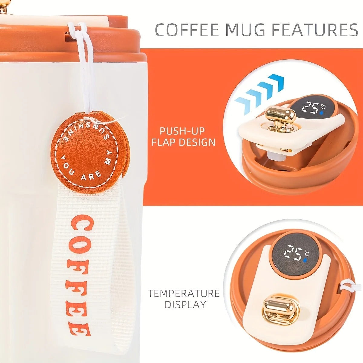 New Urbian Stainless Steel Thermo Water Bottle LED Temperature Display Travel Mug