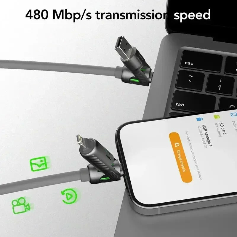 Urbian Burj MFish 4-in-1 multi USB fast charging cable with multiple connectors and colorful design on main image.