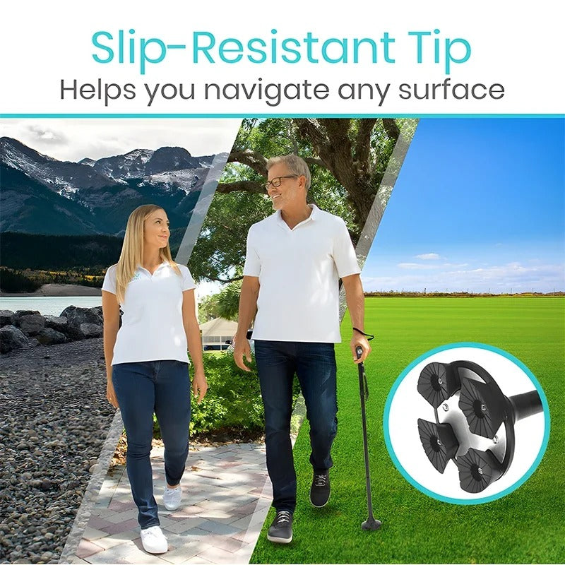 Anti-Slip Foldable Walking Stick With LED Light Adjustable