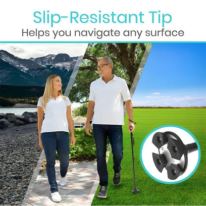 Anti-Slip Foldable Walking Stick With LED Light Adjustable